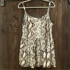 A. Gain snake print babydoll spaghetti strap size large top